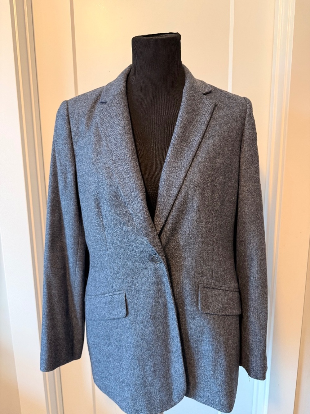 NWT Vintage Lands End Wool Cashmere Houndstooth Blazer Jacket Women Size 10 P